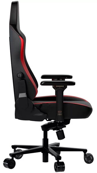 LORGAR Gamer szék, fém váz, multiblokk mechanizmus, 4D karfák, 5 csillagos alumínium láb, gázlift, szövet műbőr, fekete-piros