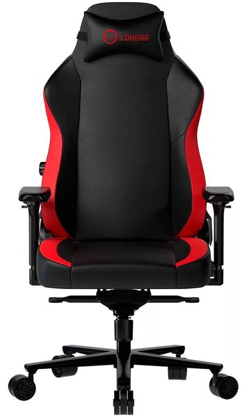 LORGAR Gamer szék, fém váz, multiblokk mechanizmus, 4D karfák, 5 csillagos alumínium láb, gázlift, szövet műbőr, fekete-piros