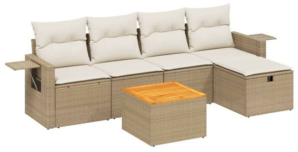 VidaXL Polyrattan Kerti Ülőgarnitúra - 6 részes - Bézs