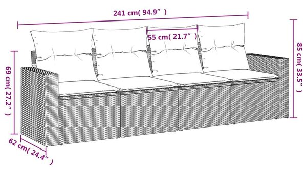 VidaXL 4 részes bézs polyrattan kerti ülőgarnitúra párnákkal