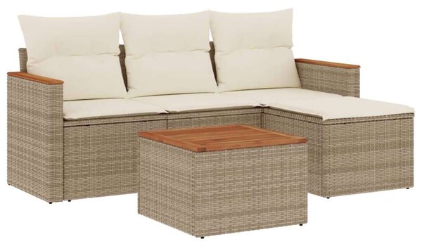 VidaXL Polyrattan Kerti Ülőgarnitúra - 5 részes - Bézs