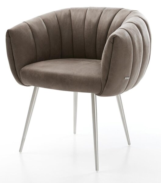 DELIFE Étkezőszék Jada-Flex mikroszálas taupe vintage 4 láb kúpos rozsdamentes acél zsákrugó