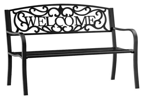 WELCOME Kerti Pad Terasz Kerti Fém 3 Személyes Fekete 127 cm