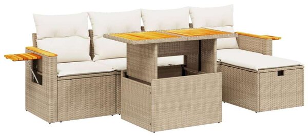 VidaXL Polyrattan Kerti Ülőgarnitúra - 6 részes - Bézs