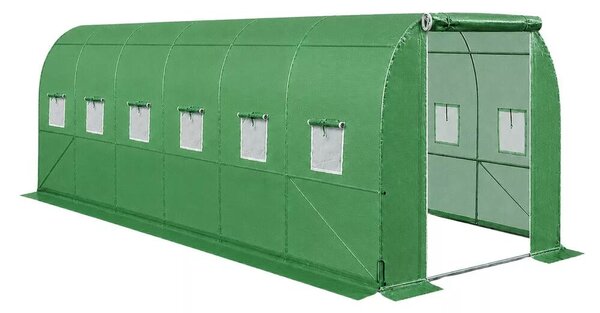 Zöldséges üvegház, zöld UV ablakokkal, 6x3x2m, 18m²