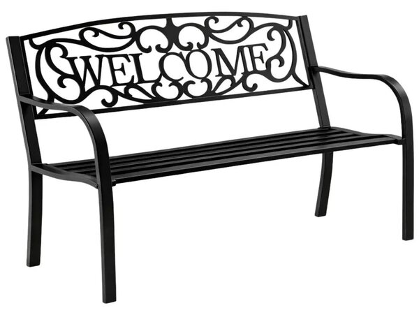 WELCOME Kerti Pad Terasz Kerti Fém 3 Személyes Fekete 127 cm