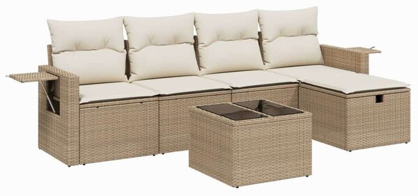 VidaXL Polyrattan Kerti Ülőgarnitúra - 6 részes, Bézs