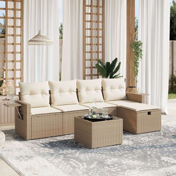VidaXL Polyrattan Kerti Ülőgarnitúra - 6 részes, Bézs