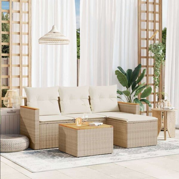 VidaXL Polyrattan Kerti Ülőgarnitúra - 5 részes - Bézs