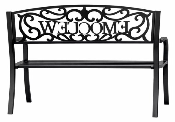 WELCOME Kerti Pad Terasz Kerti Fém 3 Személyes Fekete 127 cm