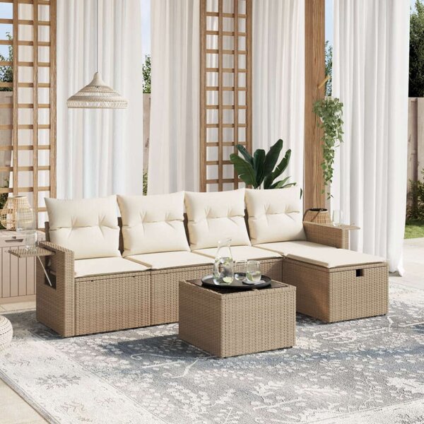 VidaXL Polyrattan Kerti Ülőgarnitúra - 6 részes, Bézs