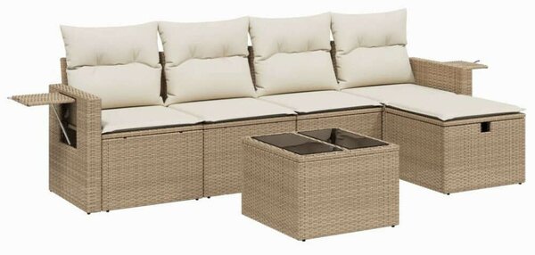VidaXL Polyrattan Kerti Ülőgarnitúra - 6 részes, Bézs
