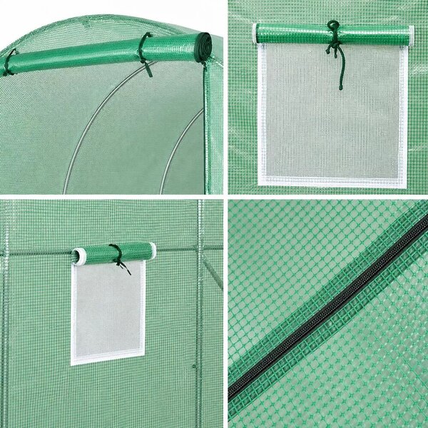 Zöldséges üvegház, zöld UV ablakokkal, 6x3x2m, 18m²