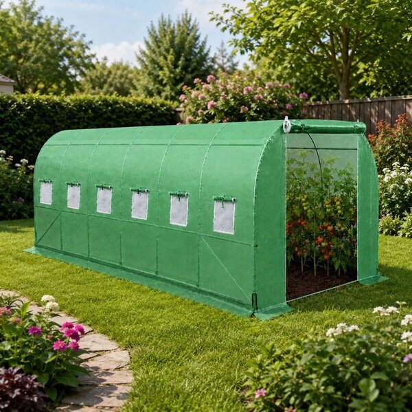 Zöldséges üvegház, zöld UV ablakokkal, 6x3x2m, 18m²