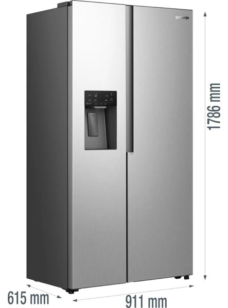 Gorenje NRS917E61X Side by Side hűtőszekrény 528L, M: 178.6, E energiaosztály
