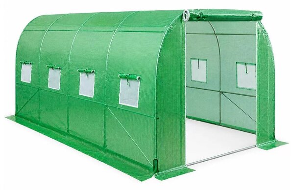 Fóliaalagút kerti üvegház zöldségeknek, ablakok, zöld, UV, 4x2,5x2 m, 10 m²