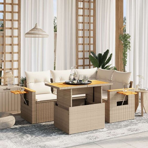VidaXL 5 részes Polyrattan Kerti Ülőgarnitúra - Bézs