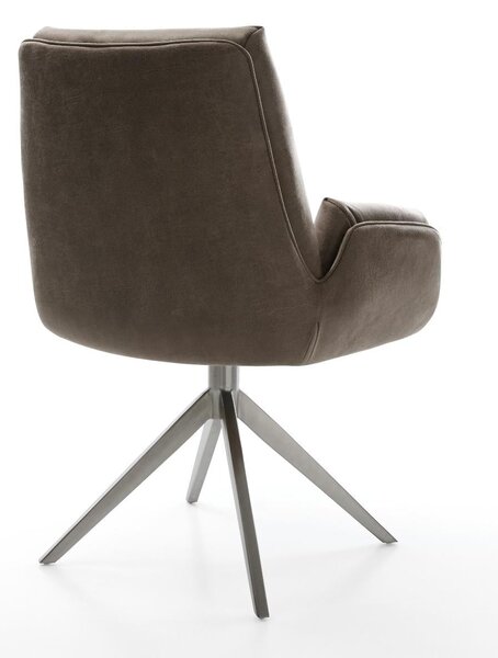 DELIFE Étkezőszék Clea-Flex mikroszálas taupe vintage kereszt láb széles grafit 360° forgatható billenő