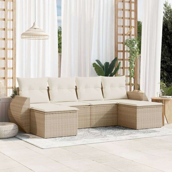 VidaXL Polyrattan Kerti Ülőgarnitúra - 6 részes - Bézs