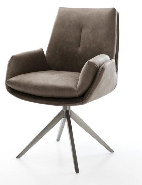 DELIFE Étkezőszék Clea-Flex mikroszálas taupe vintage kereszt láb széles grafit 360° forgatható billenő
