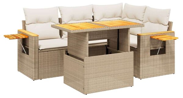VidaXL 5 részes Polyrattan Kerti Ülőgarnitúra - Bézs