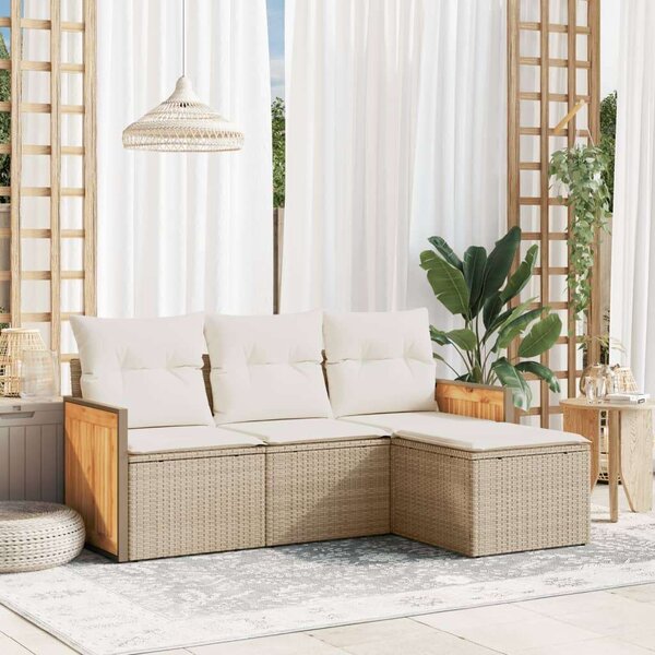 VidaXL Polyrattan Kerti Ülőgarnitúra - 4 részes - Bézs