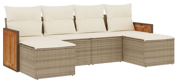 Polyrattan Kerti Ülőgarnitúra - 6 részes - Bézs