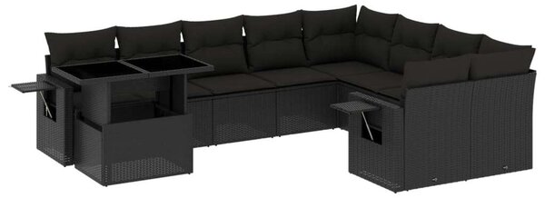 VidaXL Polyrattan Kerti Ülőgarnitúra - 10 részes - Fekete