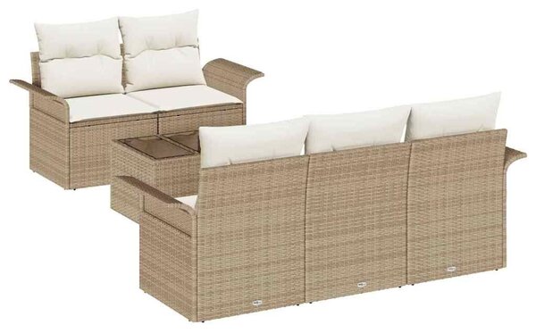 VidaXL Kanapé Szett párnával 6 pcs Bézs polirattan