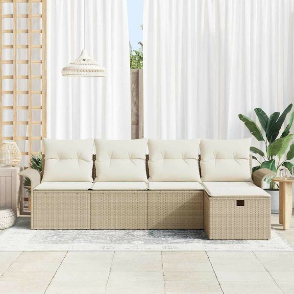 Kerti Kanapé Szett 5 pcs bézs és krémszínű 251 x 117 x 85 cm