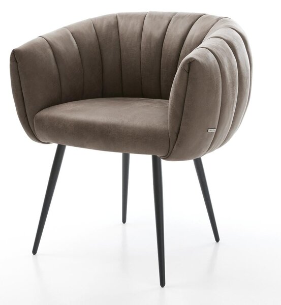 DELIFE Étkezőszék Jada-Flex mikroszálas taupe vintage 4 láb kúpos fekete zsákrugó