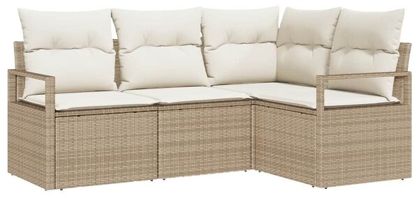 VidaXL Kanapé Szett 4 pcs Bézs polirattan