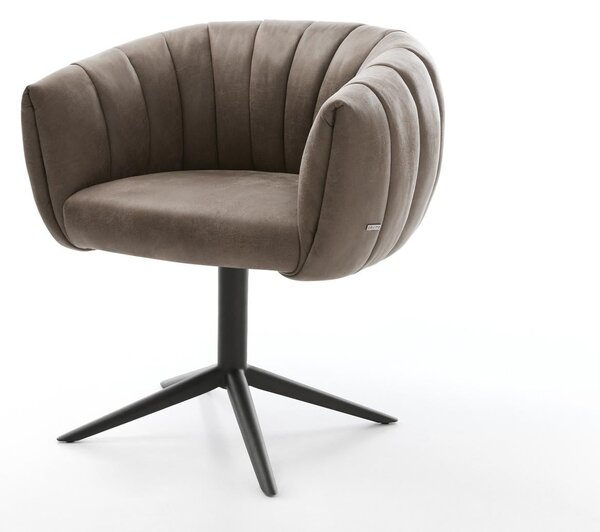 DELIFE Étkezőszék Jada-Flex mikroszálas taupe vintage fekete kereszt láb 360° forgatható billenő zsákrugó