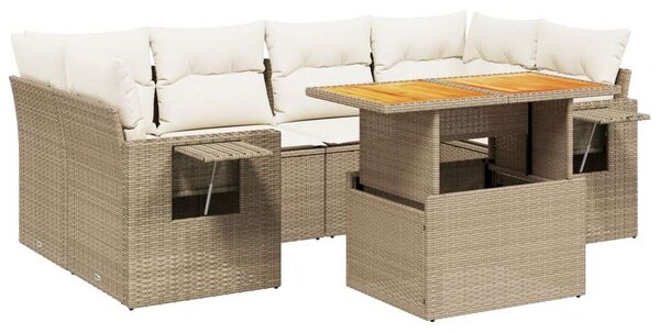 VidaXL Polyrattan Kerti Ülőgarnitúra - 7 részes - Bézs