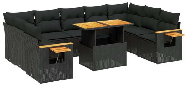 VidaXL Polyrattan Kerti Ülőgarnitúra - 10 részes - Fekete