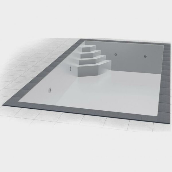 Téglalap alakú Styrofoam profi medence szett 6,00 x 3,00 x 1,50 m, szürke fólia, sarok beépített lépcső 118 x 118 cm