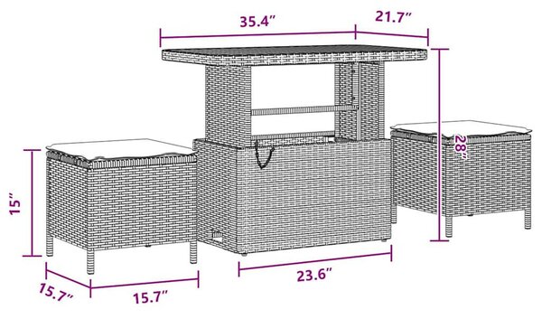 Kerti Kanapé Szett párnával 10 pcs Fekete 90 x 55 x 71 cm