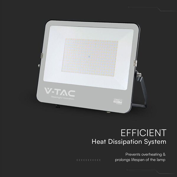 V-TAC CREE SMD D-széria LED reflektor 200W hideg fehér 115 Lm/W, fekete ház - SKU 232216