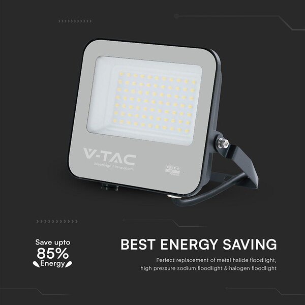 V-TAC CREE SMD D-széria LED reflektor 50W természetes fehér 115 Lm/W, fekete ház - SKU 232166