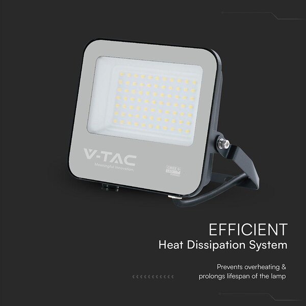 V-TAC CREE SMD D-széria LED reflektor 50W természetes fehér 115 Lm/W, fekete ház - SKU 232166