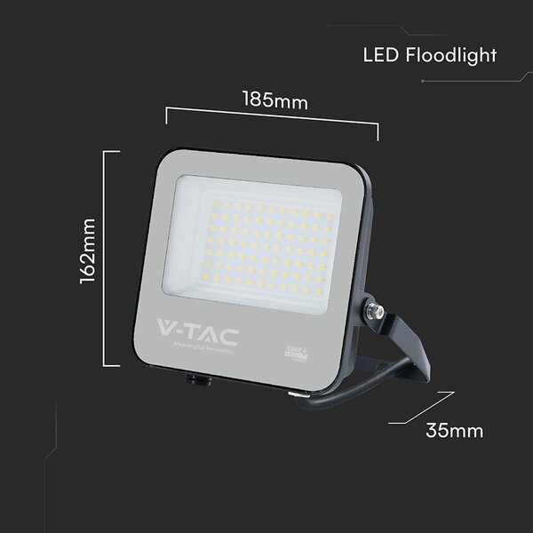 V-TAC CREE SMD D-széria LED reflektor 50W természetes fehér 115 Lm/W, fekete ház - SKU 232166