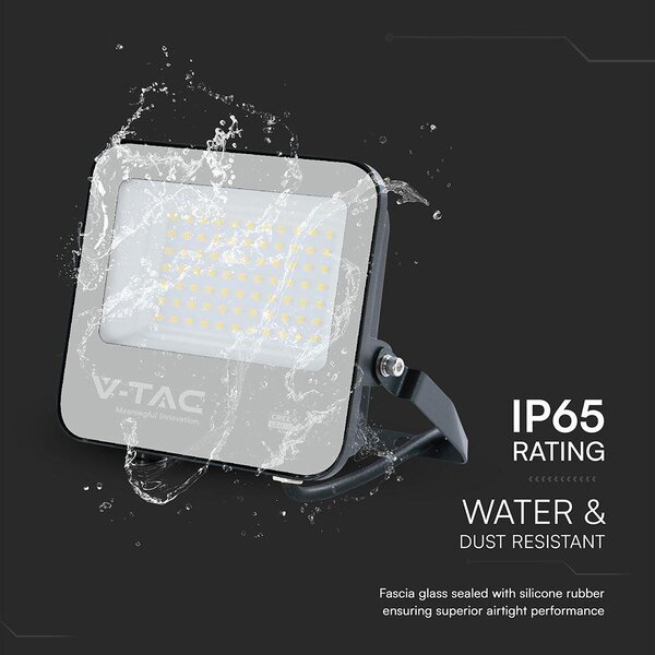 V-TAC CREE SMD D-széria LED reflektor 50W természetes fehér 115 Lm/W, fekete ház - SKU 232166