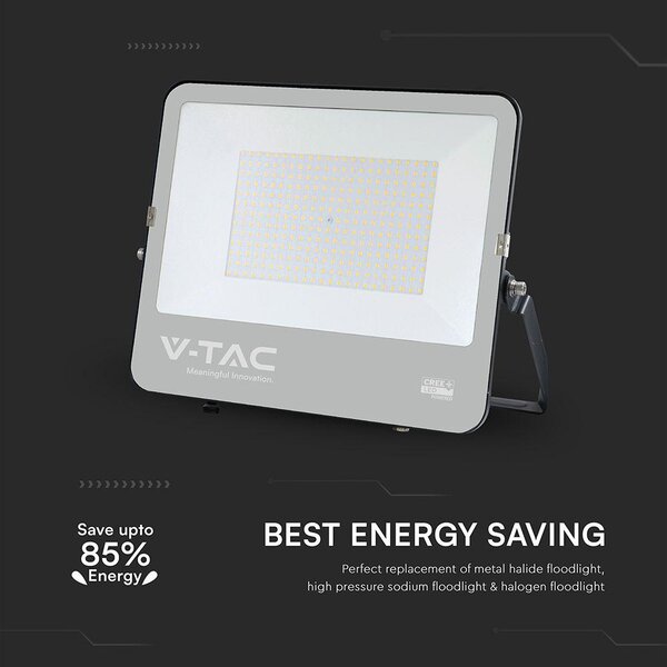 V-TAC CREE SMD D-széria LED reflektor 200W hideg fehér 115 Lm/W, fekete ház - SKU 232216