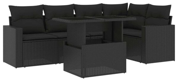 VidaXL Polyrattan Kerti Ülőgarnitúra - 6 részes - Fekete