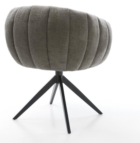 DELIFE Étkezőszék Jada-Flex bouclé puha sötét bézs kereszt láb széles fekete 360° forgatható billenő zsákrugós matrac