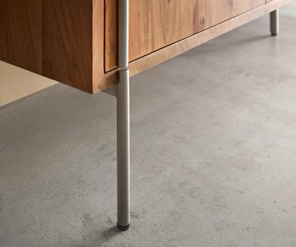 DELIFE Komód Rivoro 175 cm akác természetes 2 ajtós 1 fiókos 1 rekeszes