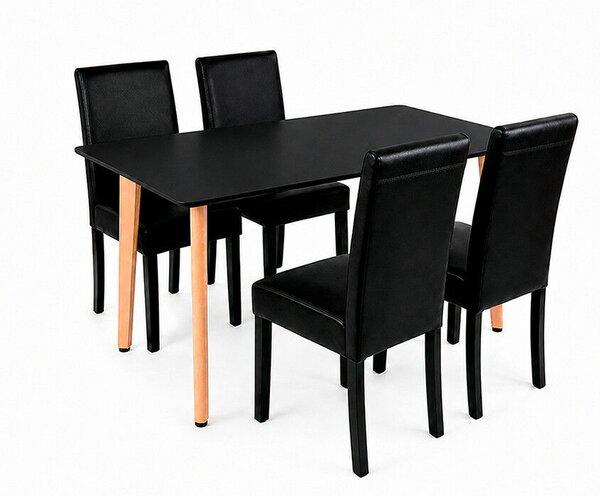 Leziter Verona 120 4+1 étkező garnitúra fekete-fekete