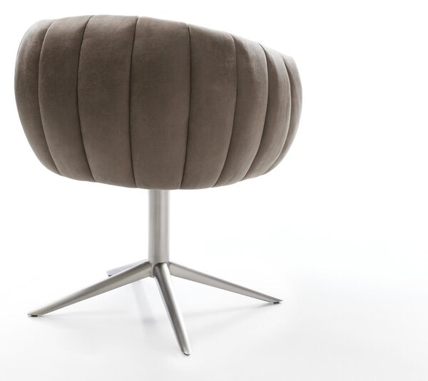 DELIFE Étkezőszék Jada-Flex mikroszálas taupe vintage rozsdamentes acél kereszt láb 360° forgatható billenő zsákrugó