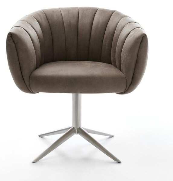 DELIFE Étkezőszék Jada-Flex mikroszálas taupe vintage rozsdamentes acél kereszt láb 360° forgatható billenő zsákrugó