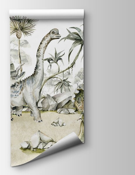 Fotótapéta Akvarell dinoszauruszok és növények, Természet fotótapéta, Népszerű fotótapéta, w00847 - Tapeko.hu